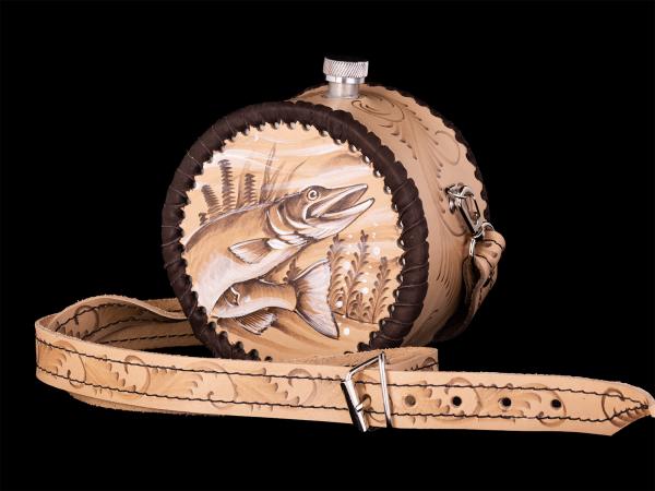 Фляжка круглая Рыба №2 (бежевый)