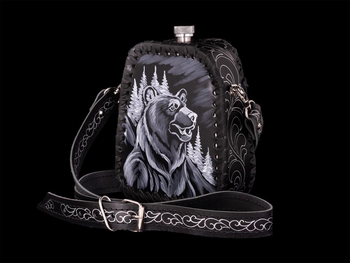 Фляжка пирамидка Медведь №1 (черный)