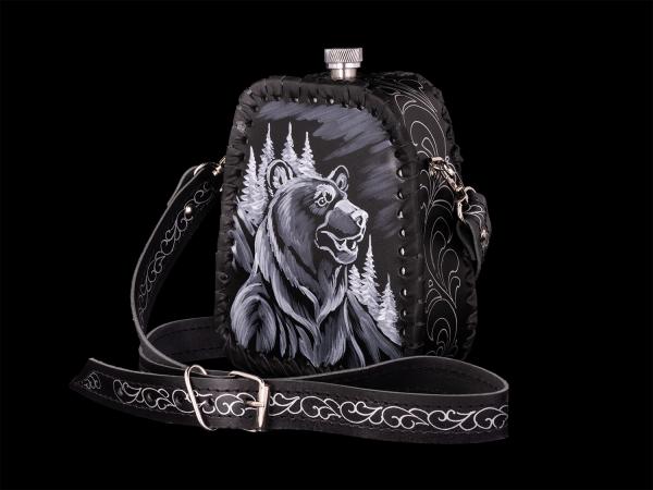 Фляжка пирамидка Медведь №1 (черный)