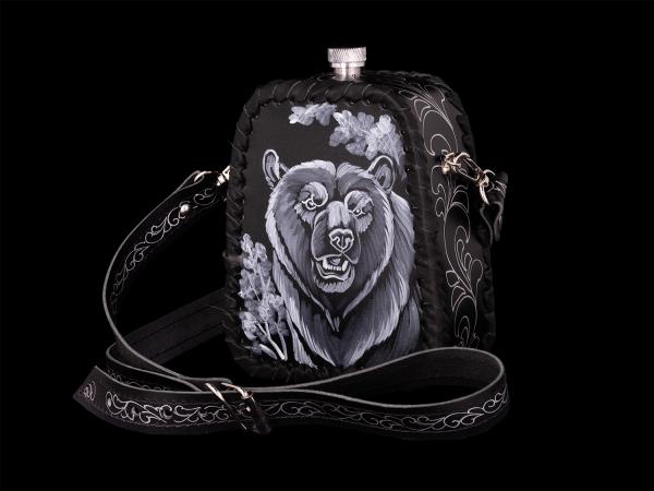 Фляжка пирамидка Медведь №2 (черный)