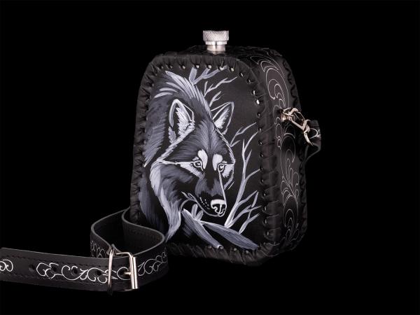  Фляжка пирамидка Волк №2 (черный)