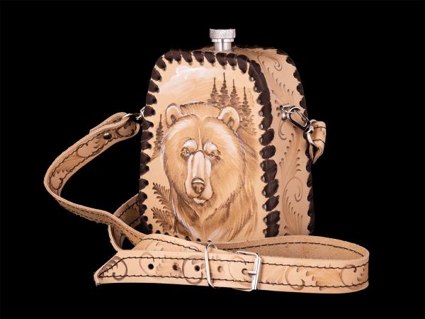 Фляжка пирамидка Медведь №1 (бежевый)