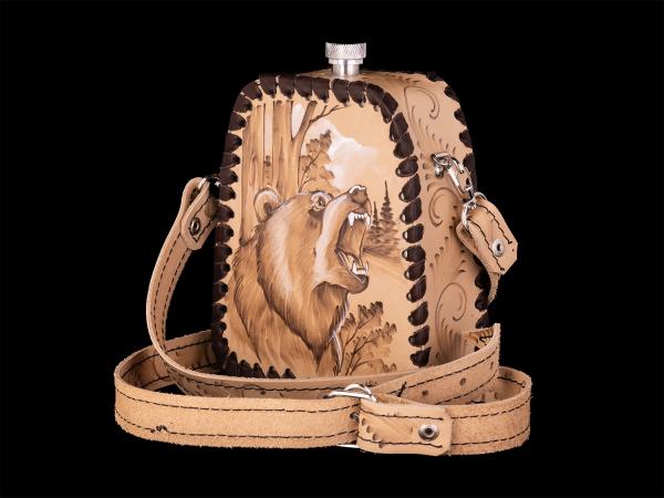 Фляжка пирамидка Медведь №2 (бежевый)