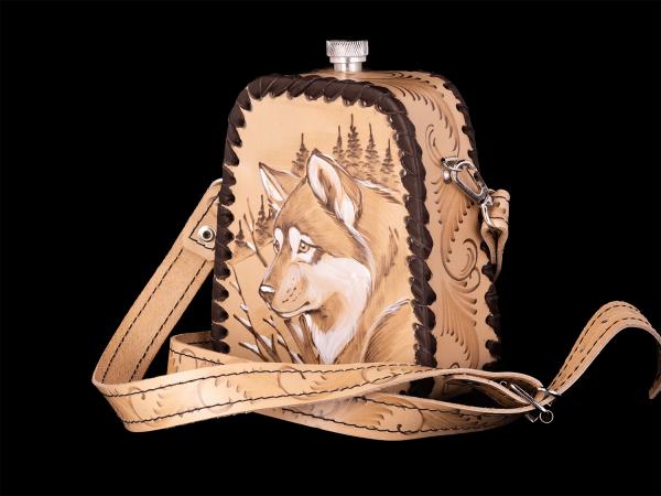 Фляжка пирамидка Волк №2 (бежевый)