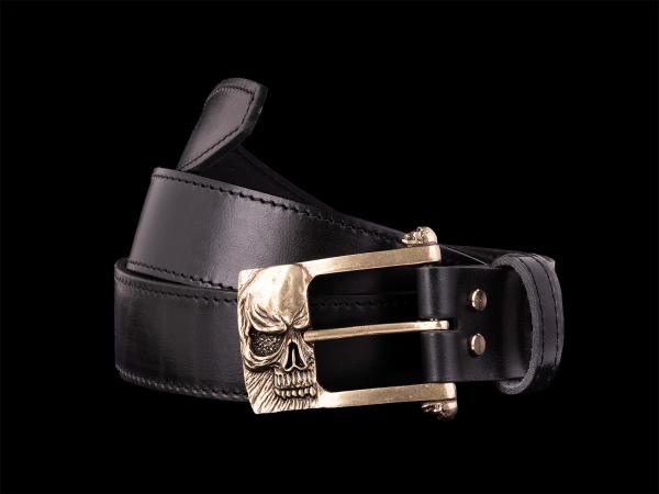  Ремень Череп классический (Латунь, натуральная кожа)