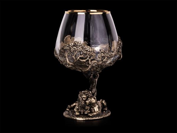 Бокал для коньяка Лев и Львица (Латунь, стекло)