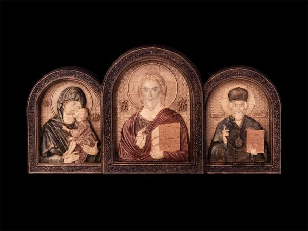 Икона Господь Вседержитель, Божия Матерь, Николай Чудотворец