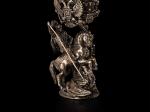 Лафитники Георгий победоносец 4 шт в шкатулке с накладкой герб (Латунь, хрусталь)